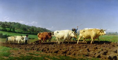 Ploegen in Nivernais, 1849 door Rosa Bonheur